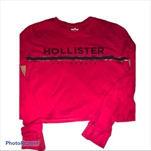 Hollister long sleeve red crop top size small